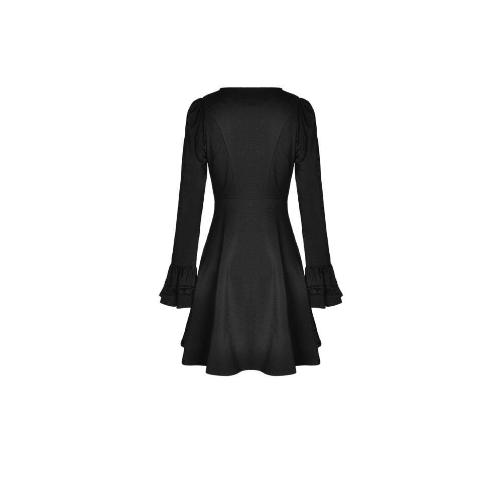 Womeb's Lace Collar Flare Sleeve Dresses