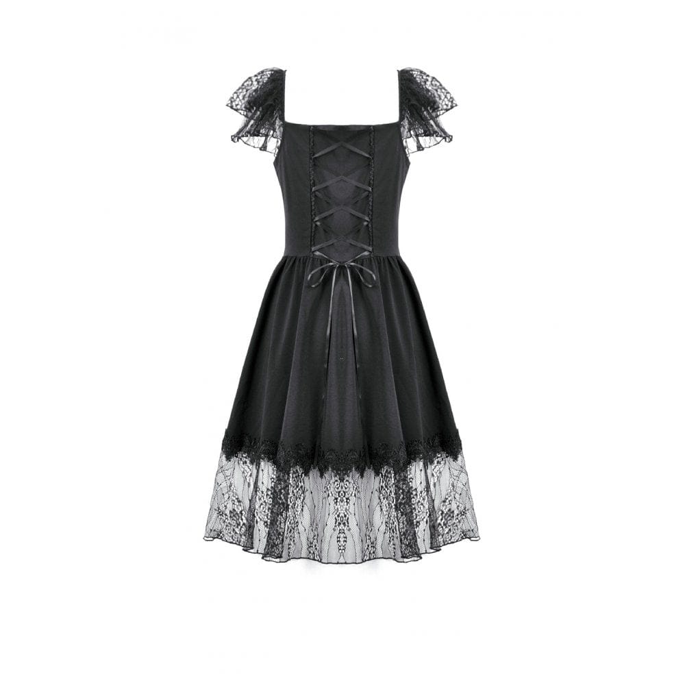 Women's Gothic Lace Square-cut Collar Dress