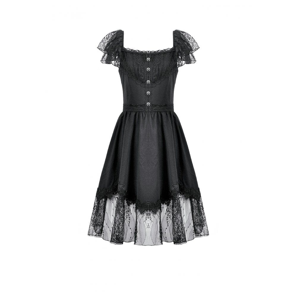 Women's Gothic Lace Square-cut Collar Dress