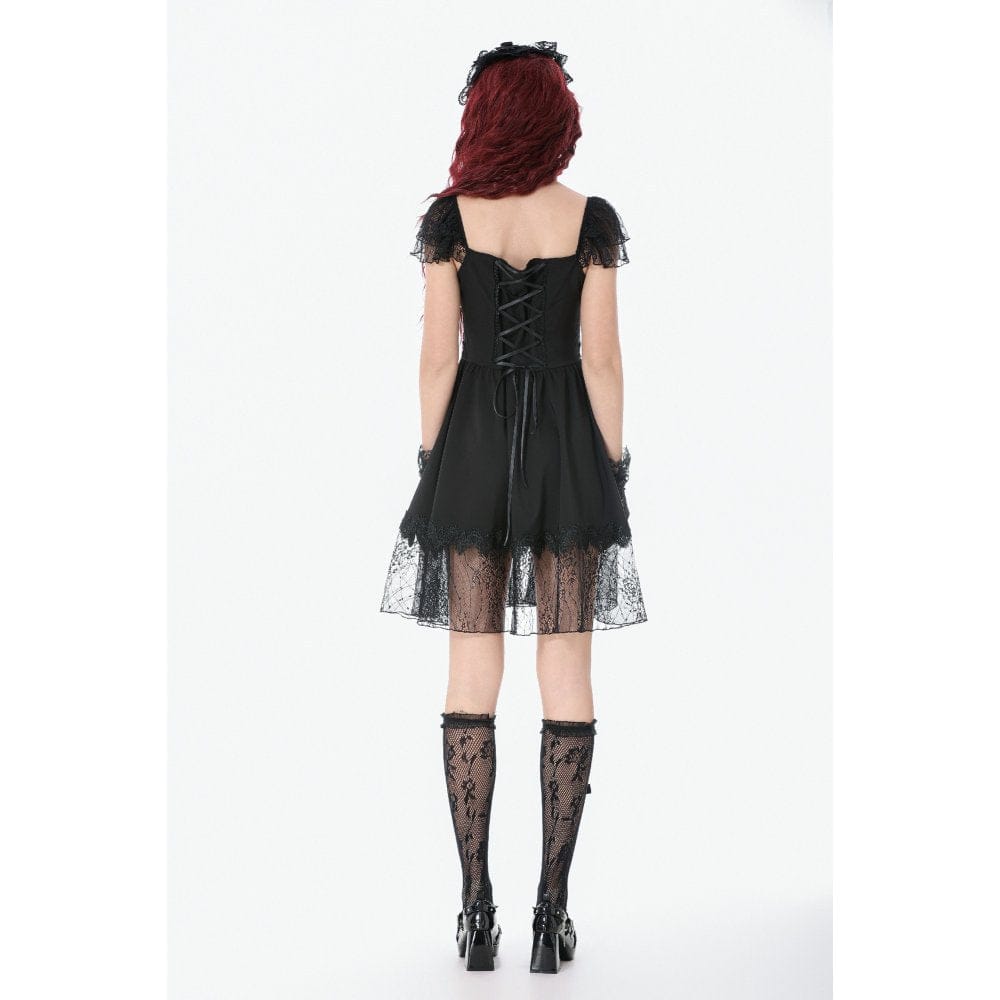 Women's Gothic Lace Square-cut Collar Dress