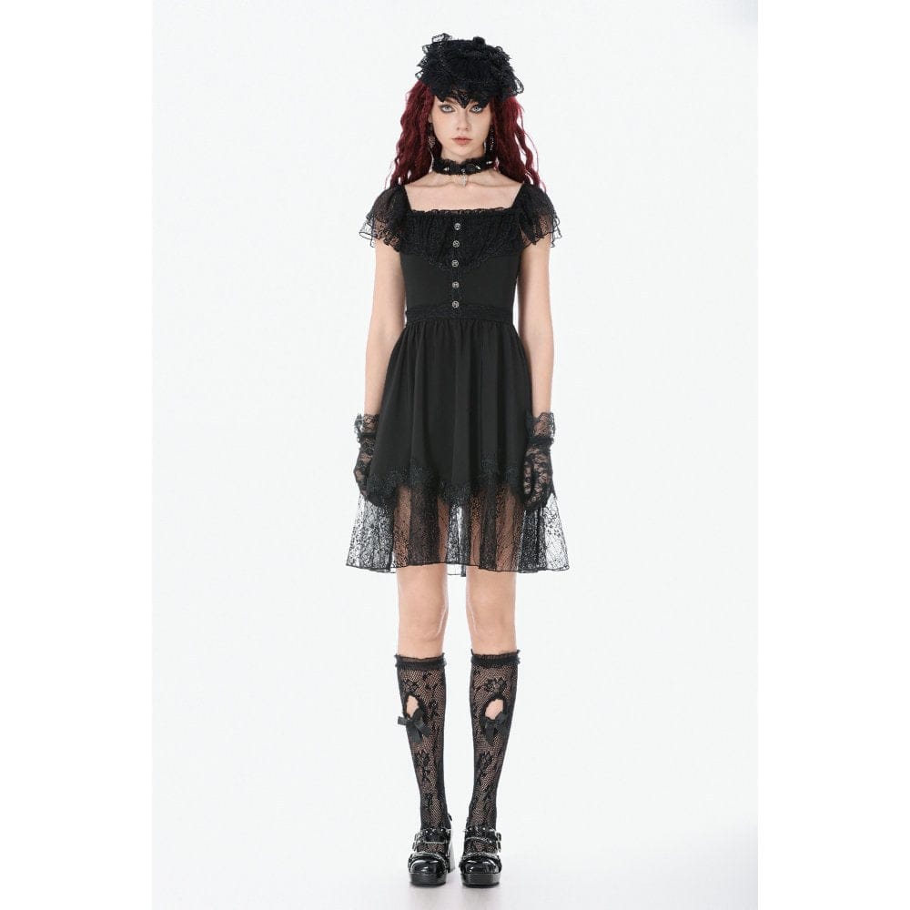 Women's Gothic Lace Square-cut Collar Dress