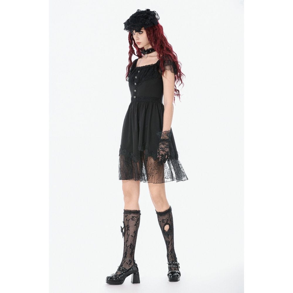 Women's Gothic Lace Square-cut Collar Dress