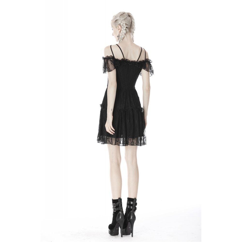 Women's Gothic Lace Star-line Chest Short Sleeved Lace Dresses