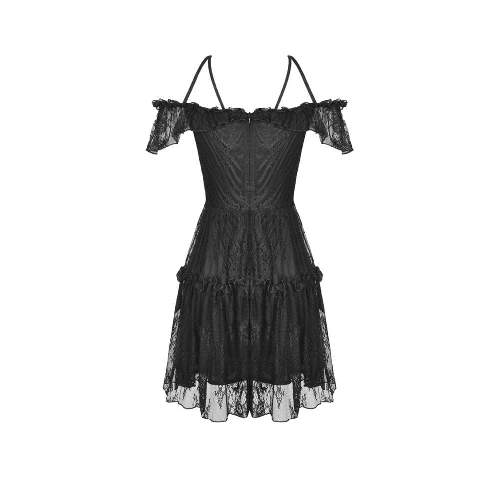 Women's Gothic Lace Star-line Chest Short Sleeved Lace Dresses
