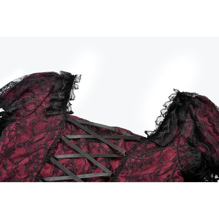 Women's Gothic Lace Star Square-cut Collar Short Sleeved Dress