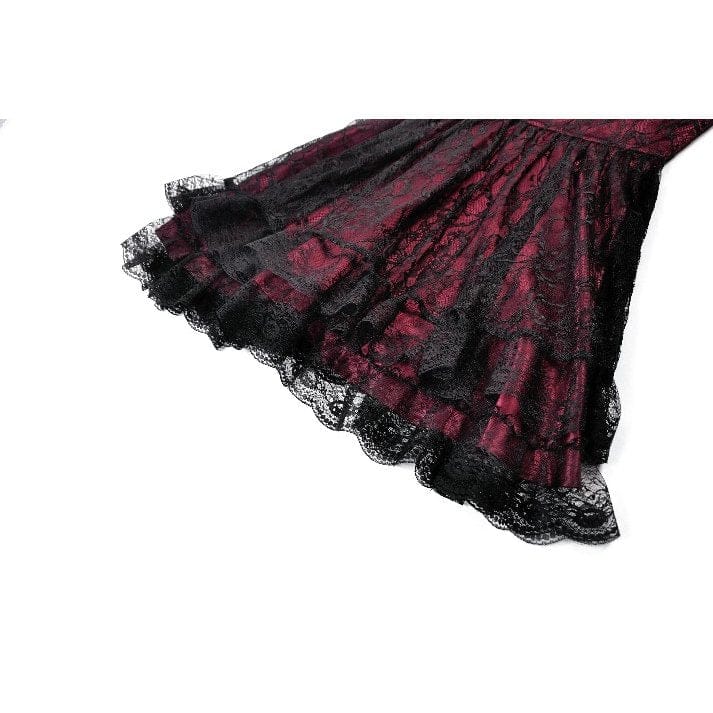 Women's Gothic Lace Star Square-cut Collar Short Sleeved Dress