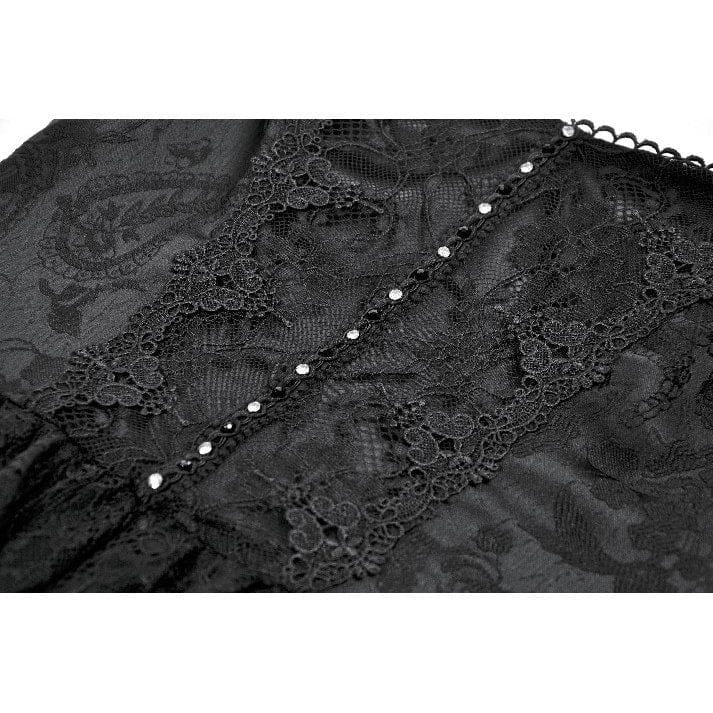 Women's Gothic Lace-tiered Off-Shoulder Slip Dress