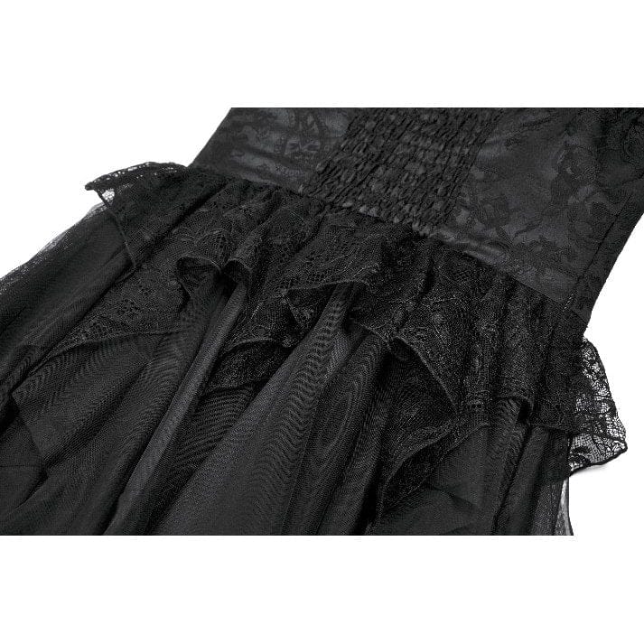 Women's Gothic Lace-tiered Off-Shoulder Slip Dress