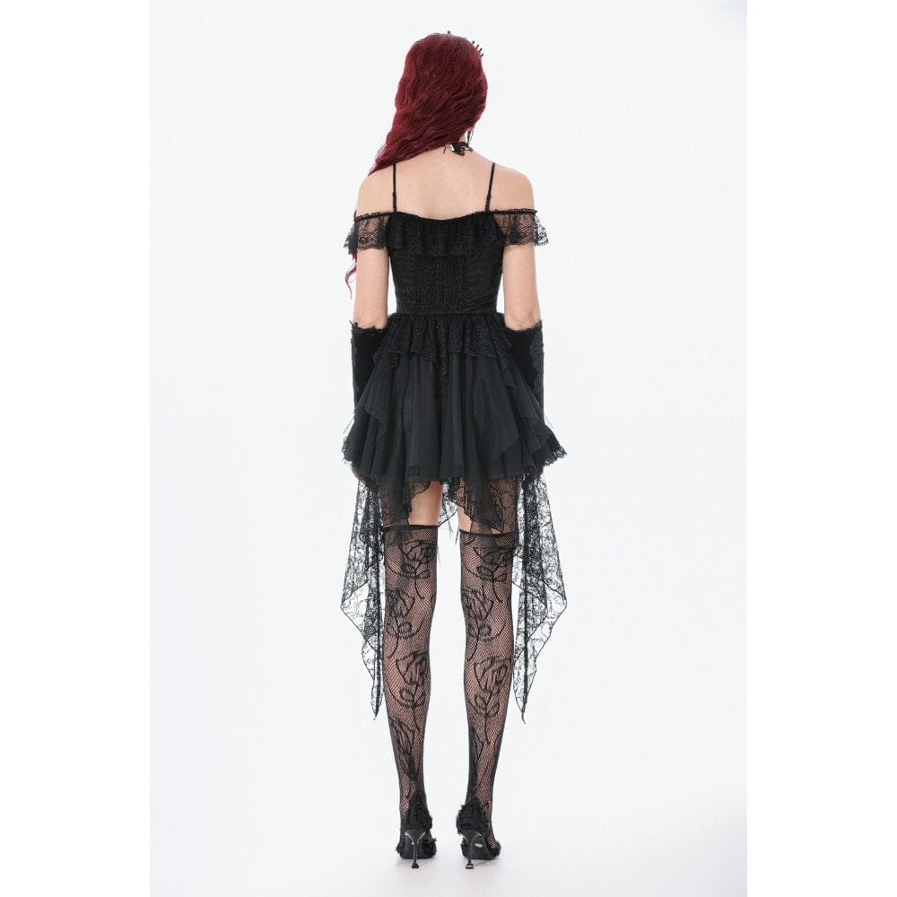 Women's Gothic Lace-tiered Off-Shoulder Slip Dress