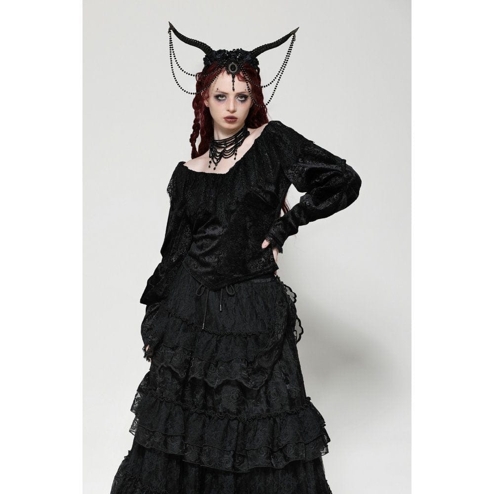 Women's Gothic Lace Velvet Long Sleeved Shirt