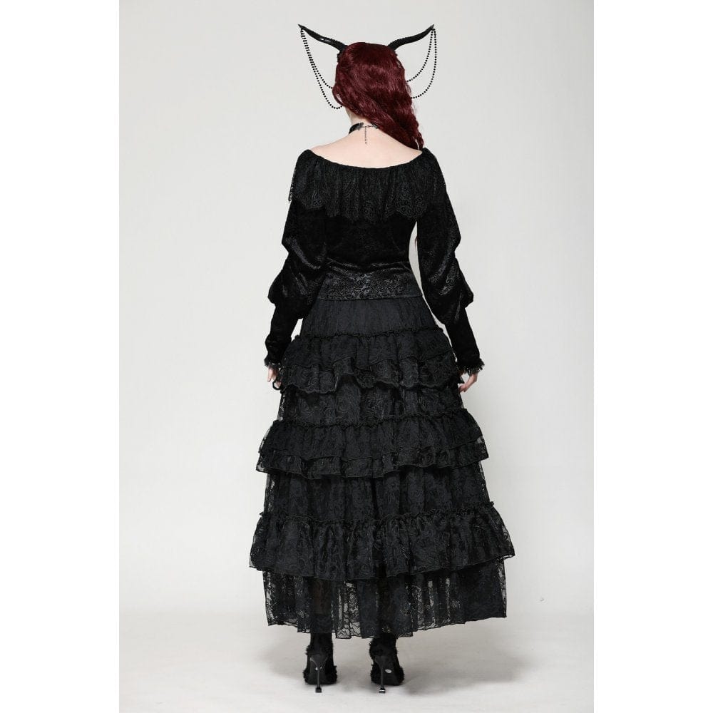 Women's Gothic Lace Velvet Long Sleeved Shirt