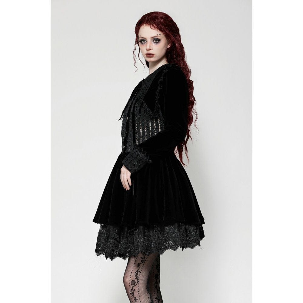 Women's Gothic Lace Velvet Short Dress