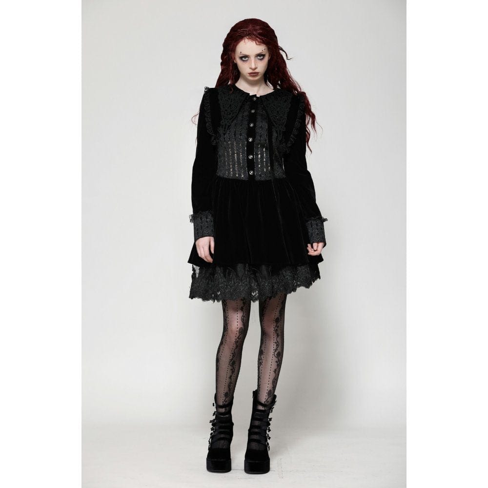 Women's Gothic Lace Velvet Short Dress