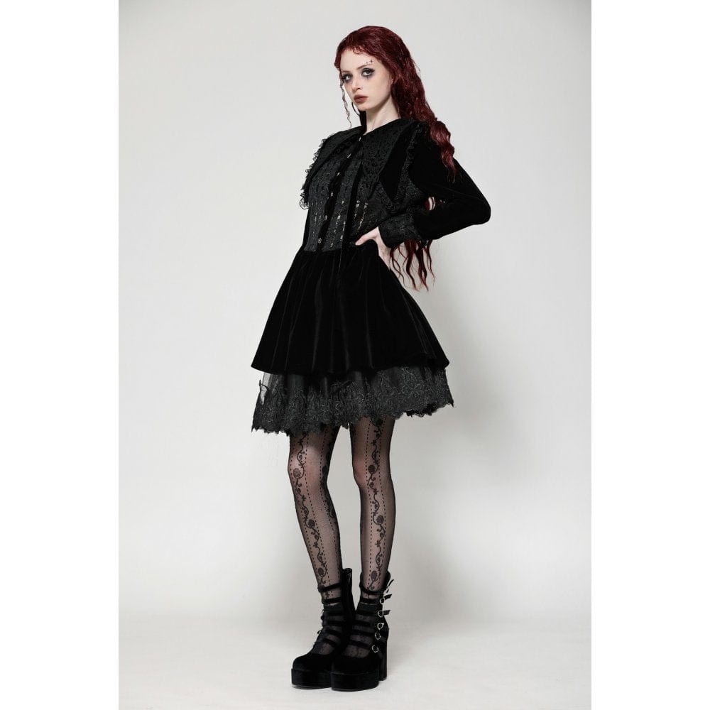 Women's Gothic Lace Velvet Short Dress