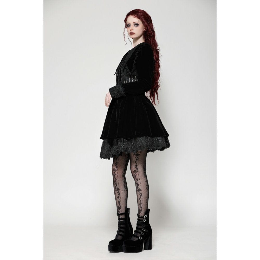 Women's Gothic Lace Velvet Short Dress