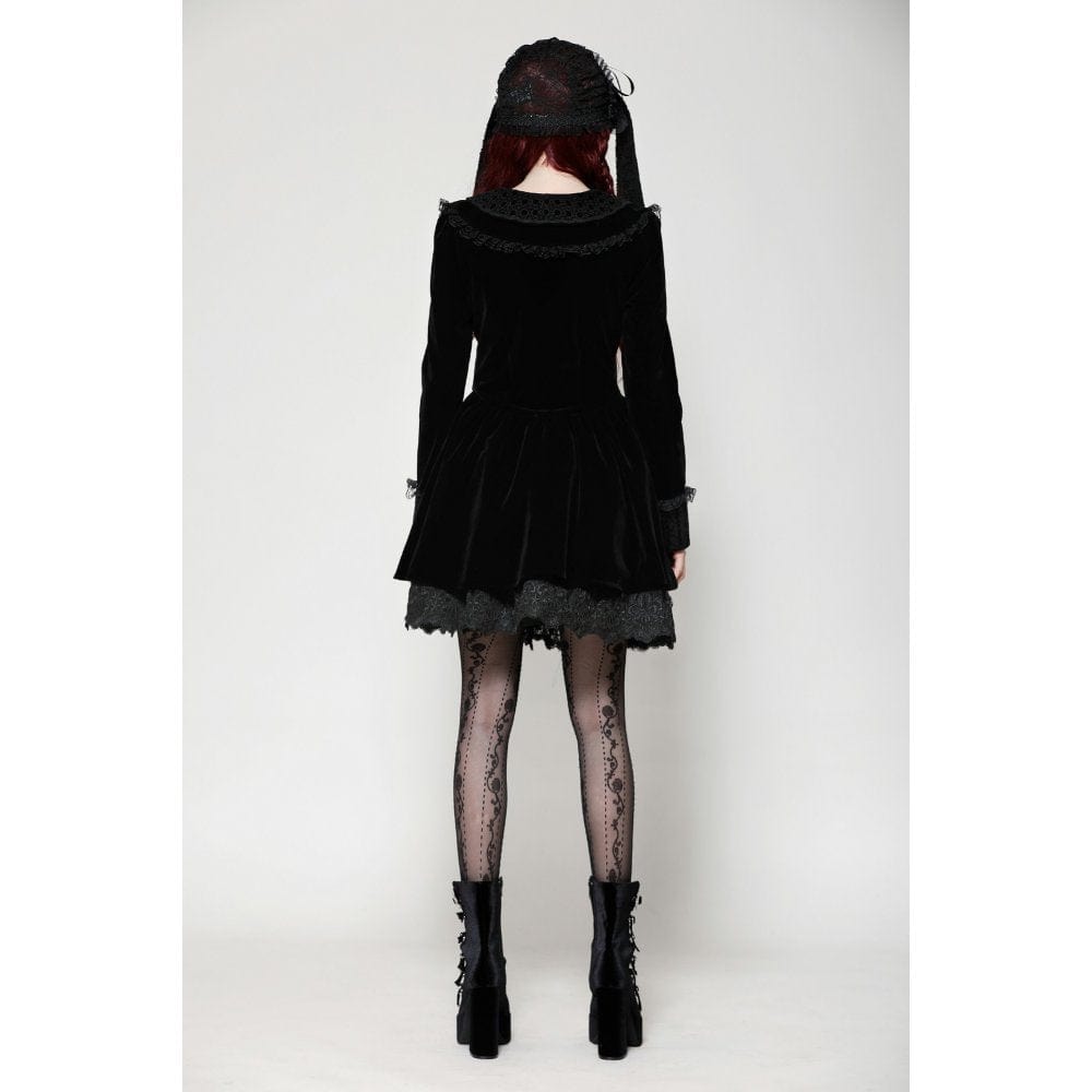 Women's Gothic Lace Velvet Short Dress