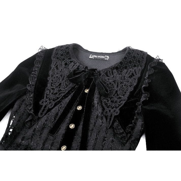 Women's Gothic Lace Velvet Short Dress