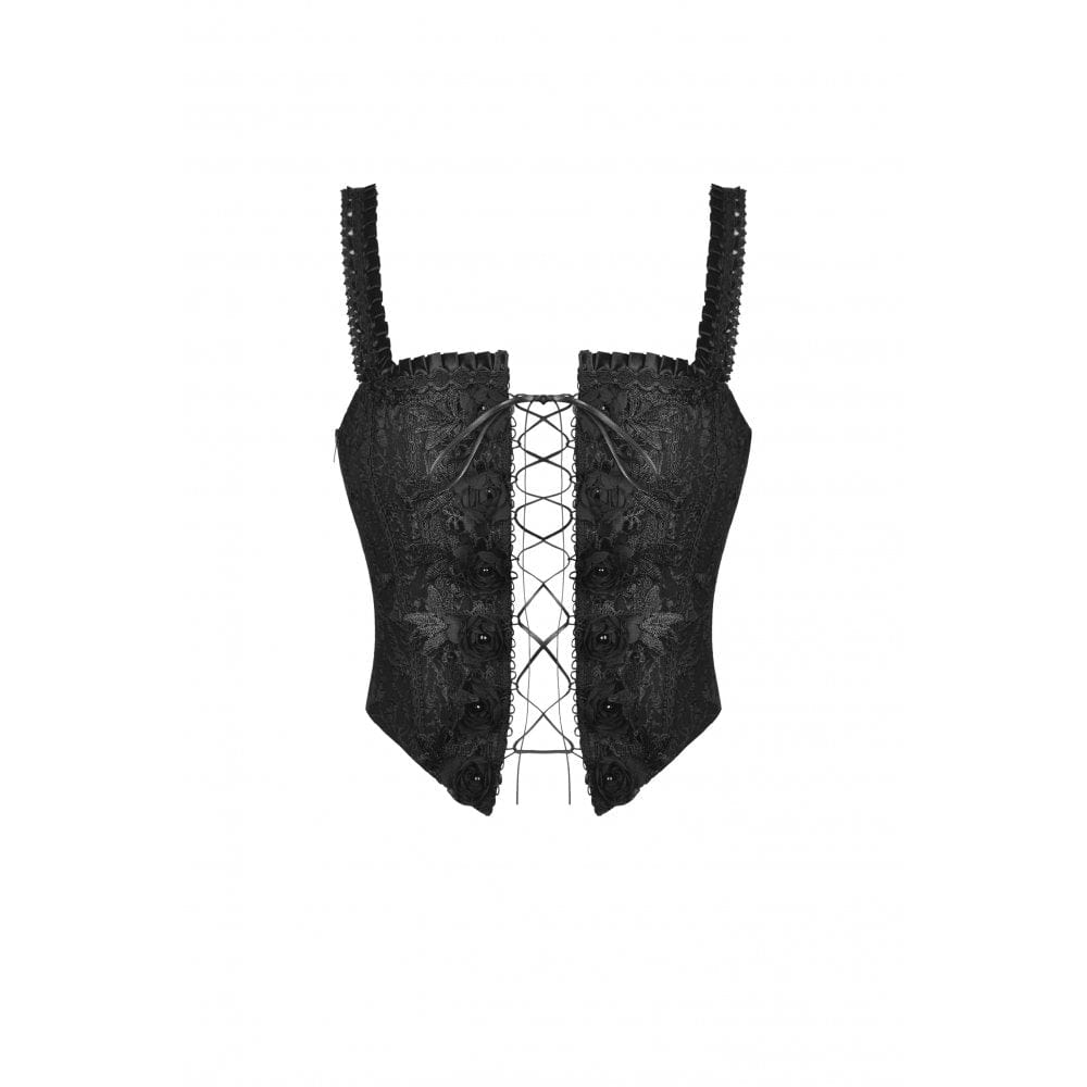 Women's Gothic Lacing-up Floral Jacquard Overbust Corsets