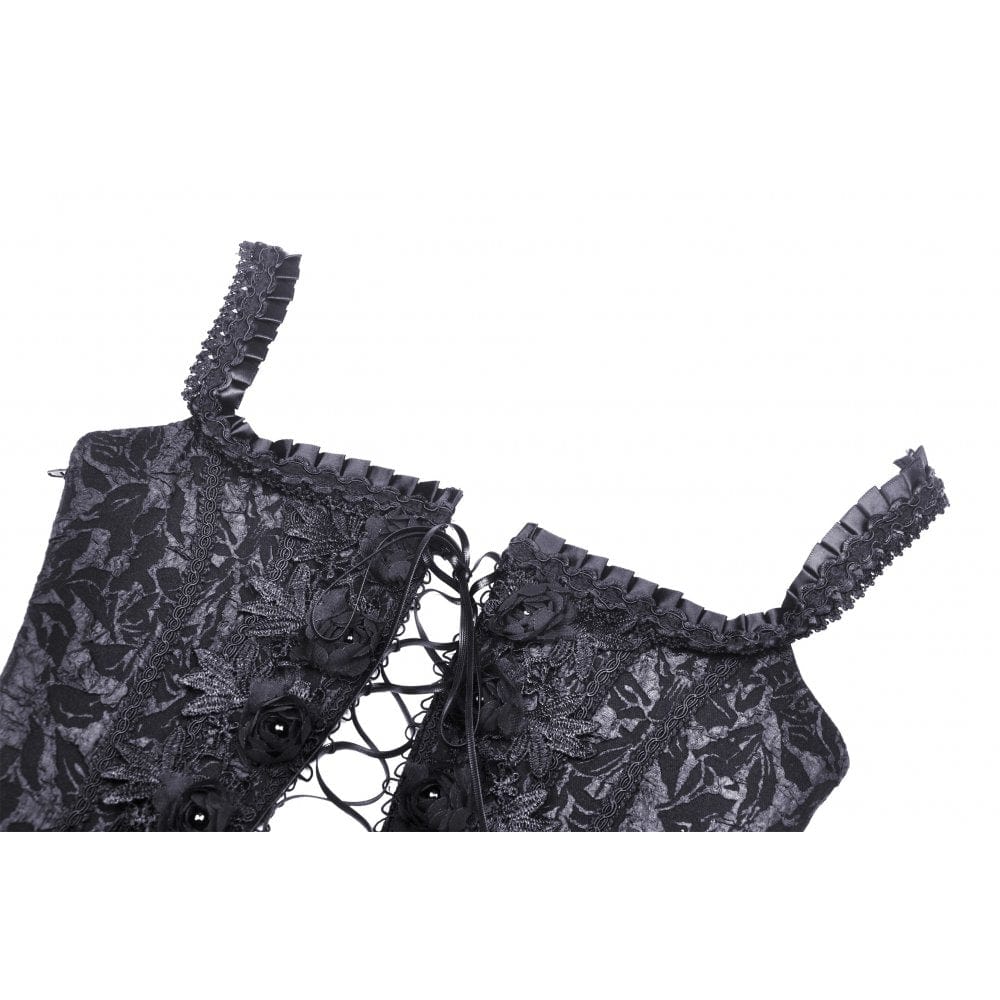 Women's Gothic Lacing-up Floral Jacquard Overbust Corsets
