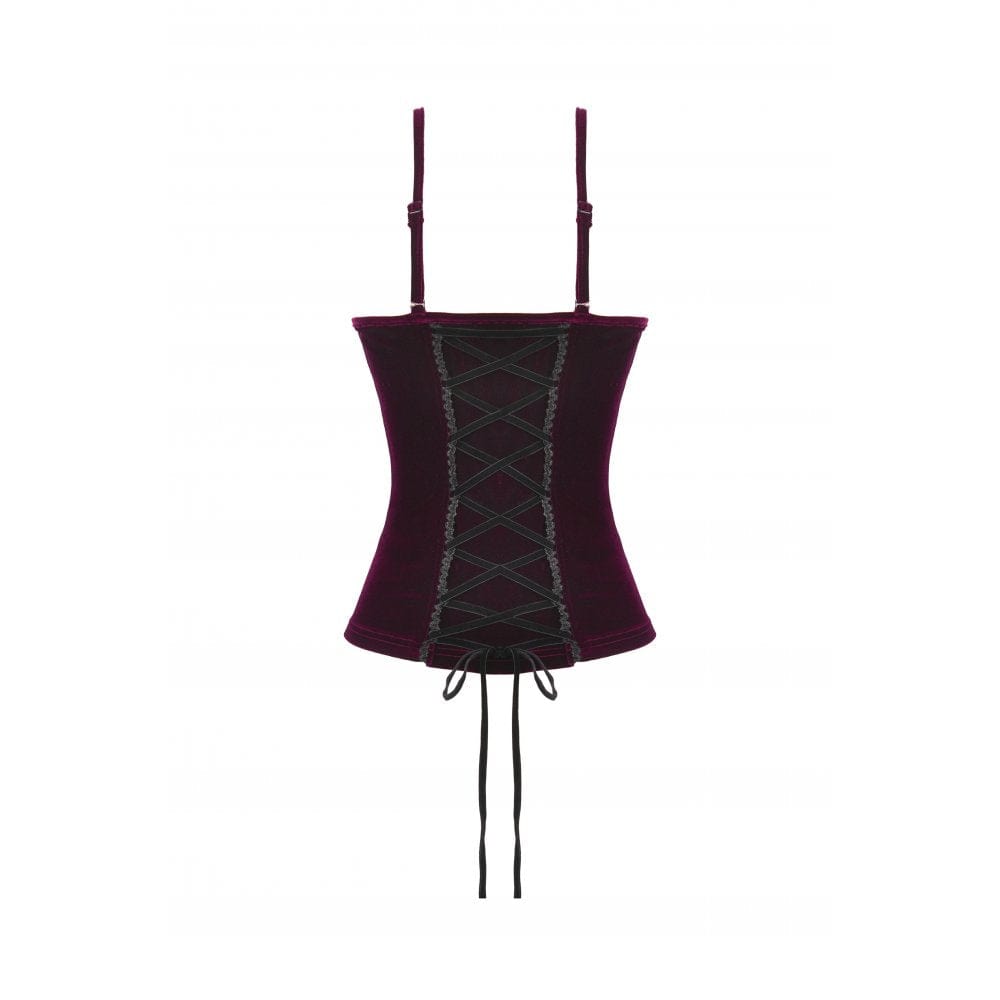 Women's Gothic Lacing-up Velet Tank Top