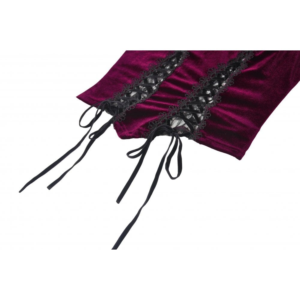 Women's Gothic Lacing-up Velet Tank Top
