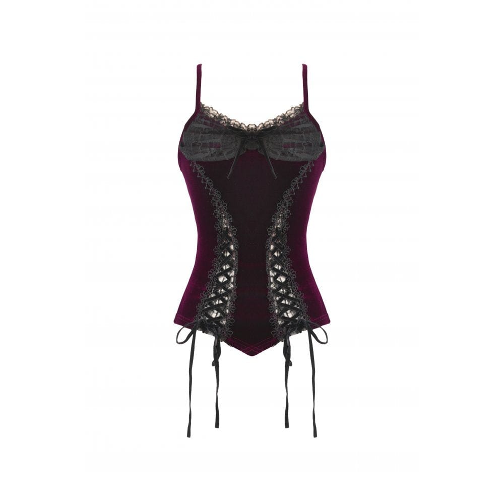 Women's Gothic Lacing-up Velet Tank Top
