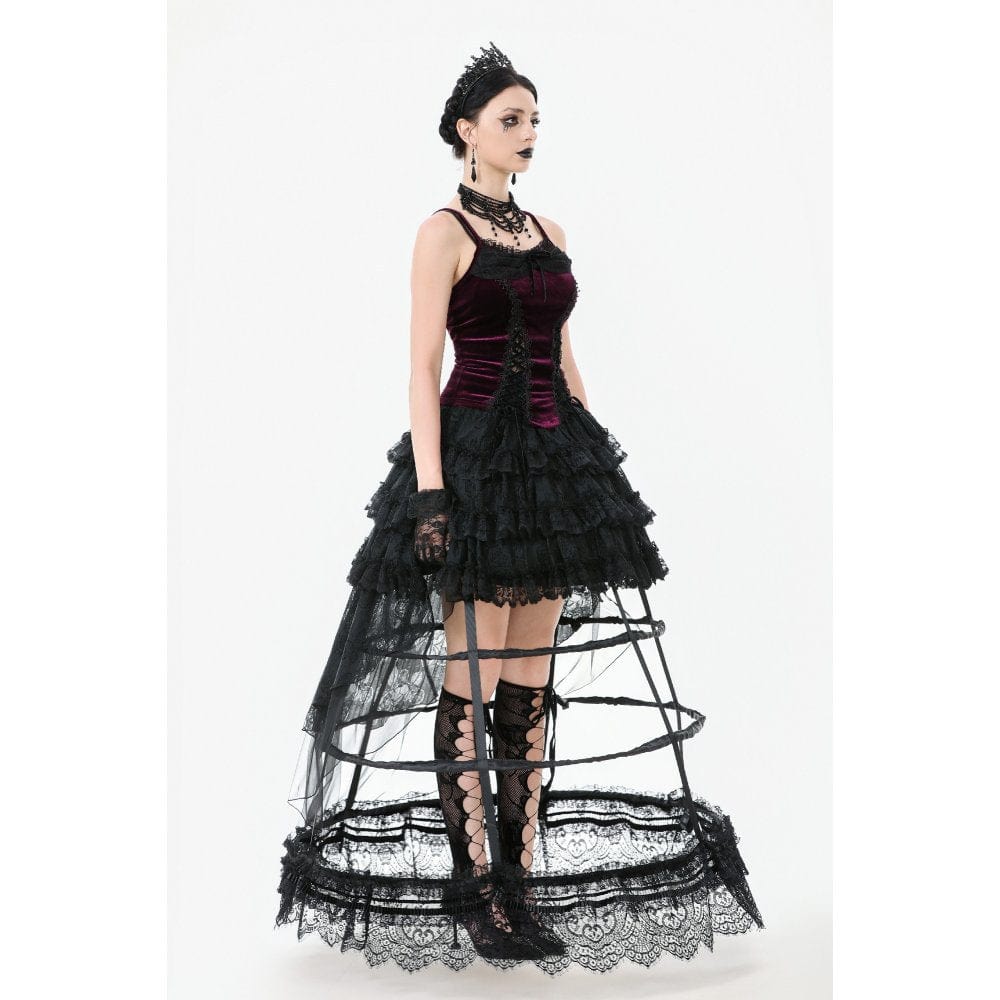 Women's Gothic Lacing-up Velet Tank Top