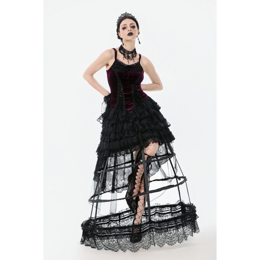 Women's Gothic Lacing-up Velet Tank Top