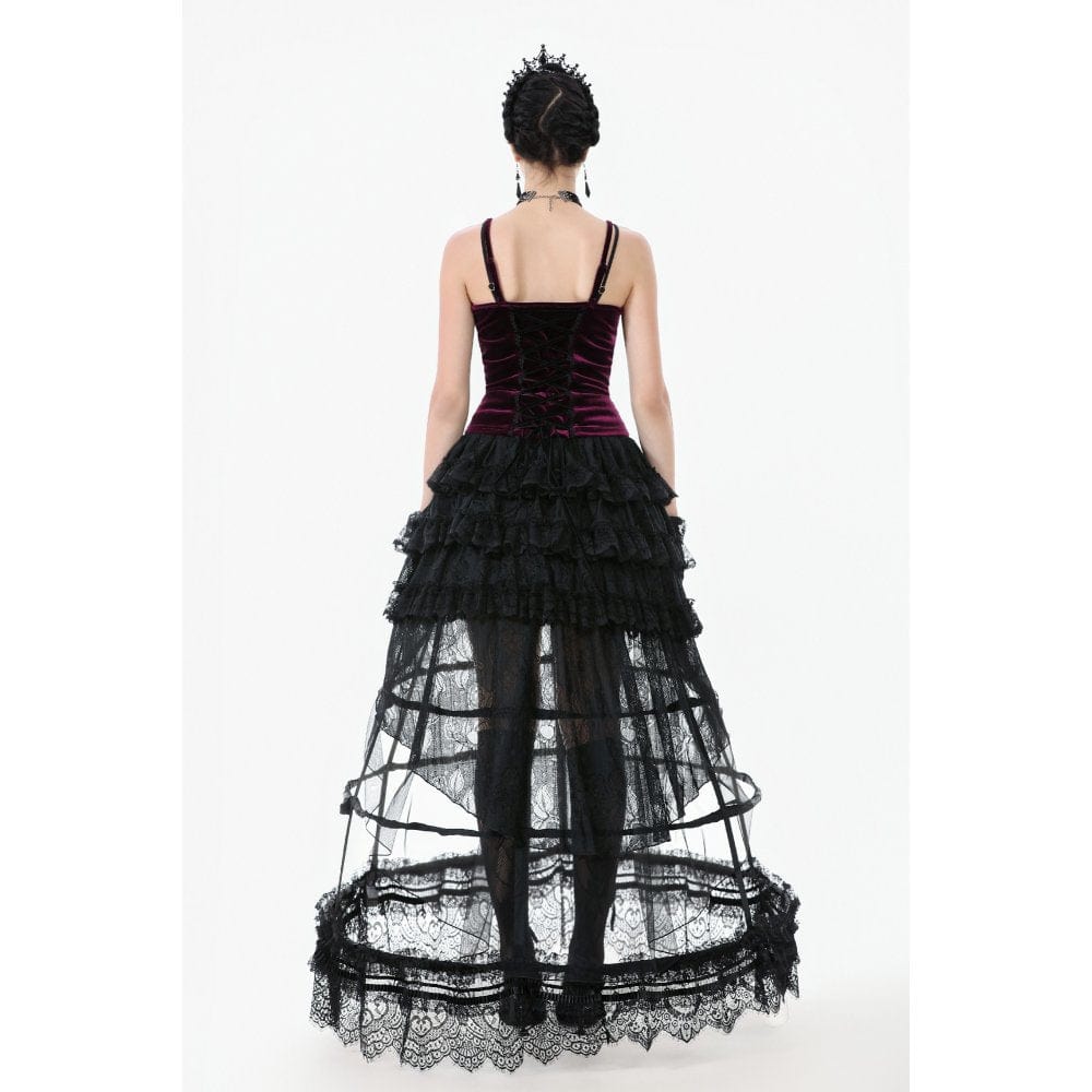 Women's Gothic Lacing-up Velet Tank Top