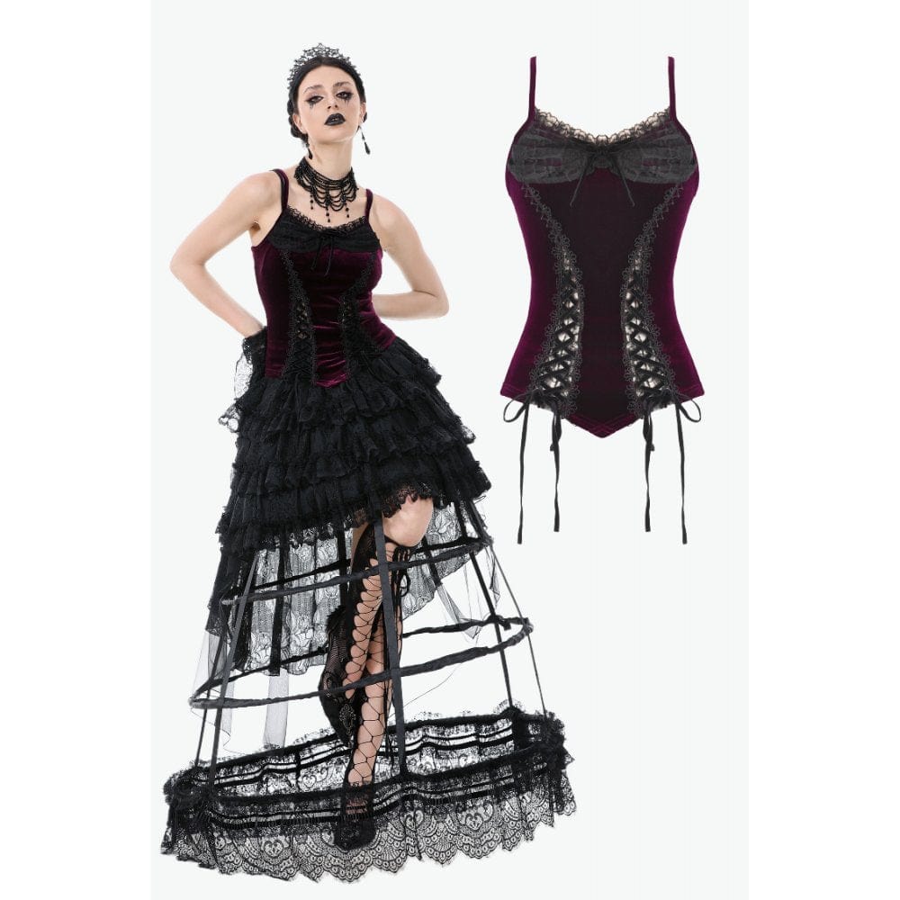 Women's Gothic Lacing-up Velet Tank Top