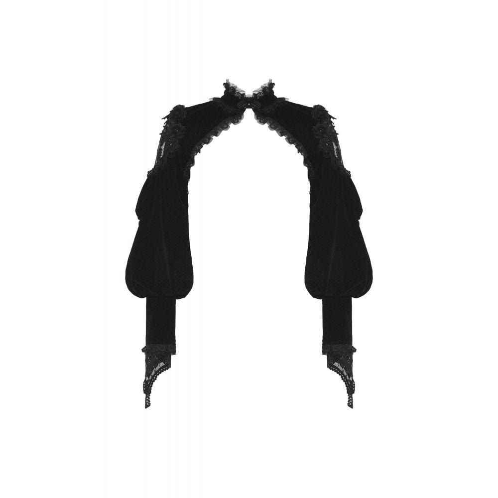 Women's Gothic Lantern Sleeved Lace Splice Velvet Cape