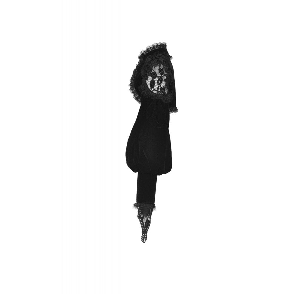 Women's Gothic Lantern Sleeved Lace Splice Velvet Cape