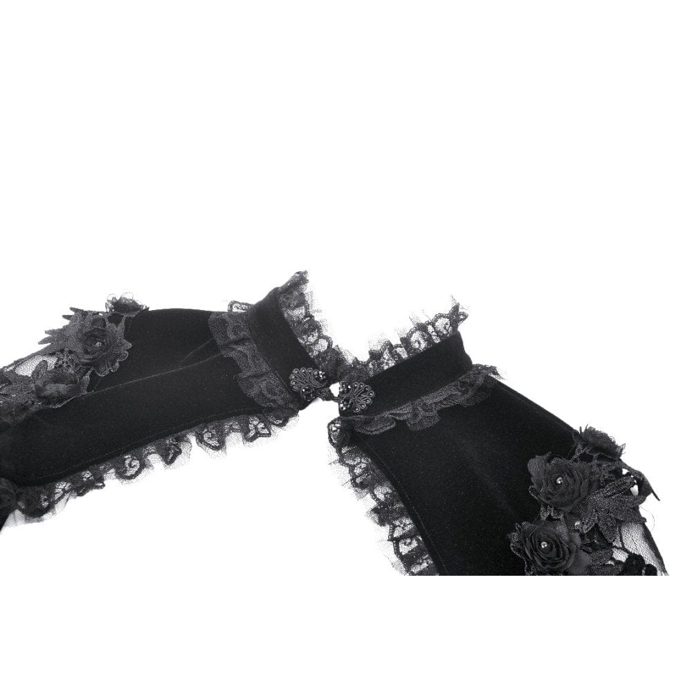 Women's Gothic Lantern Sleeved Lace Splice Velvet Cape