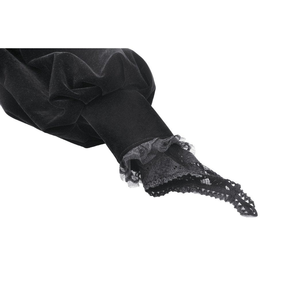 Women's Gothic Lantern Sleeved Lace Splice Velvet Cape