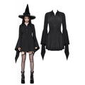 Women's Gothic Lapel Collar Flared Sleeved Witch Dress