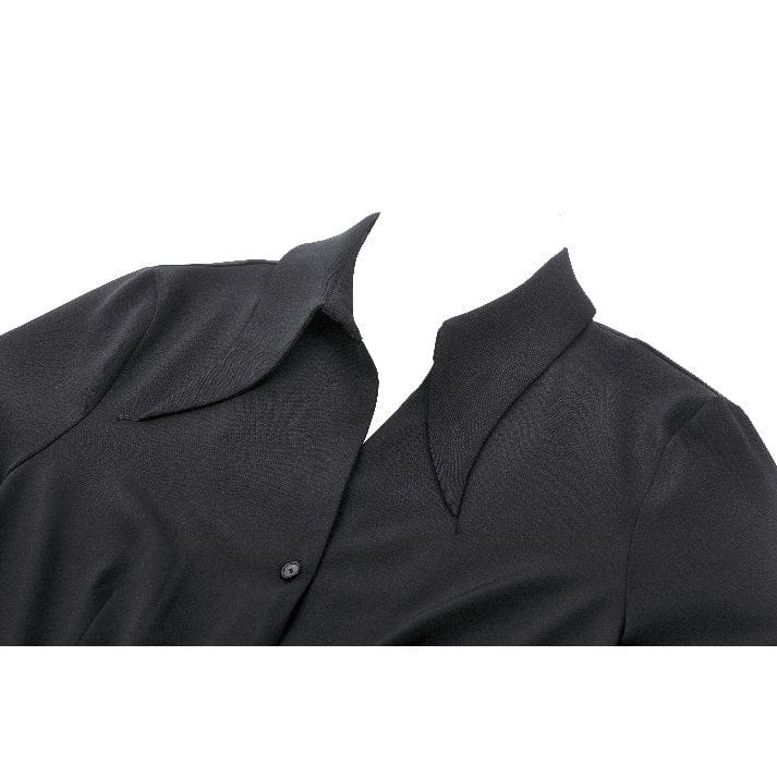 Women's Gothic Lapel Collar Flared Sleeved Witch Dress