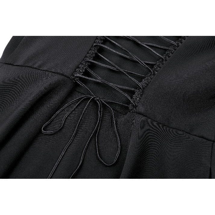 Women's Gothic Lapel Collar Flared Sleeved Witch Dress