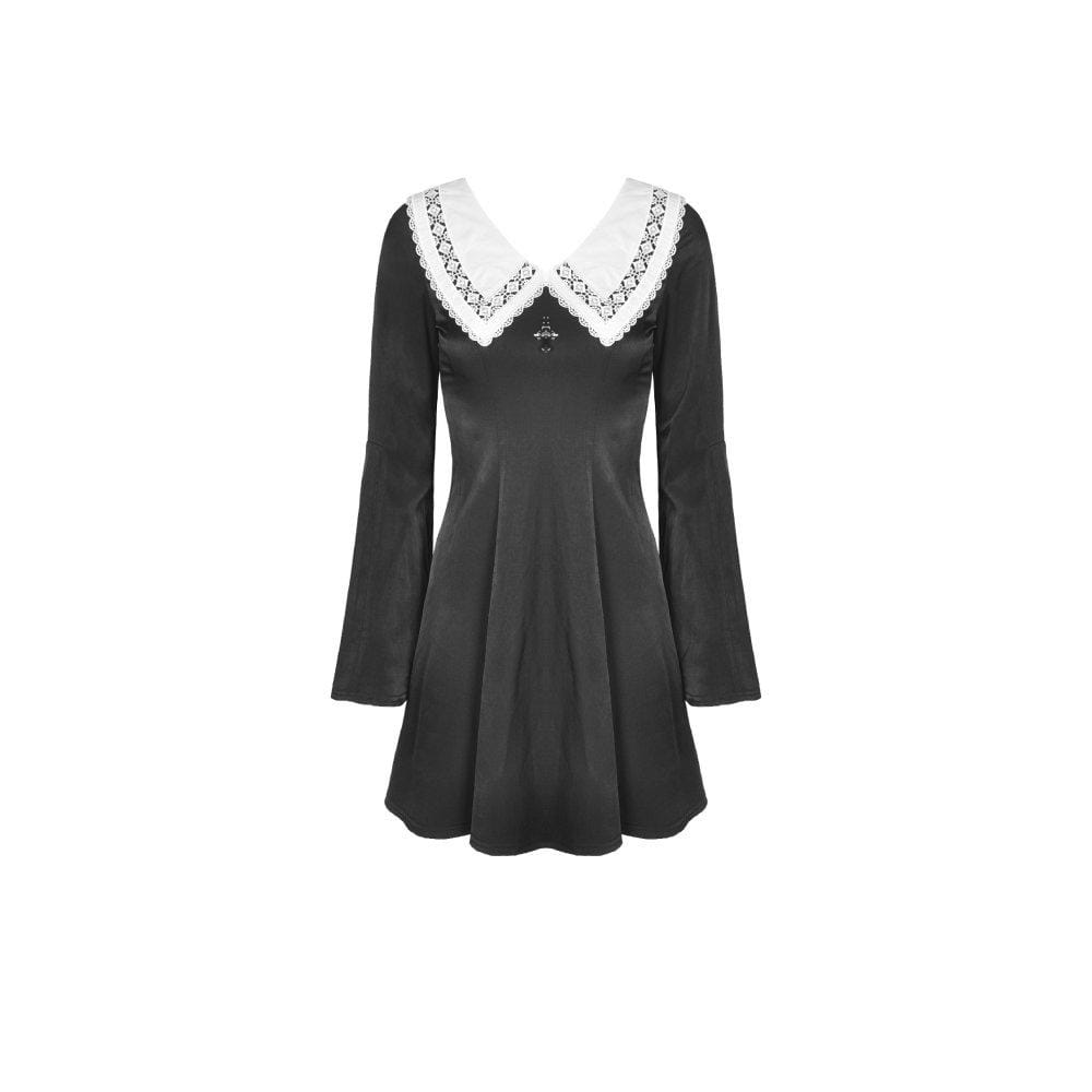 Women's Gothic Large Lapel Dresses With Cross