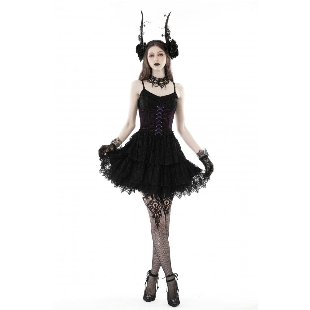 Women's Gothic Layered Lace Slip Dress