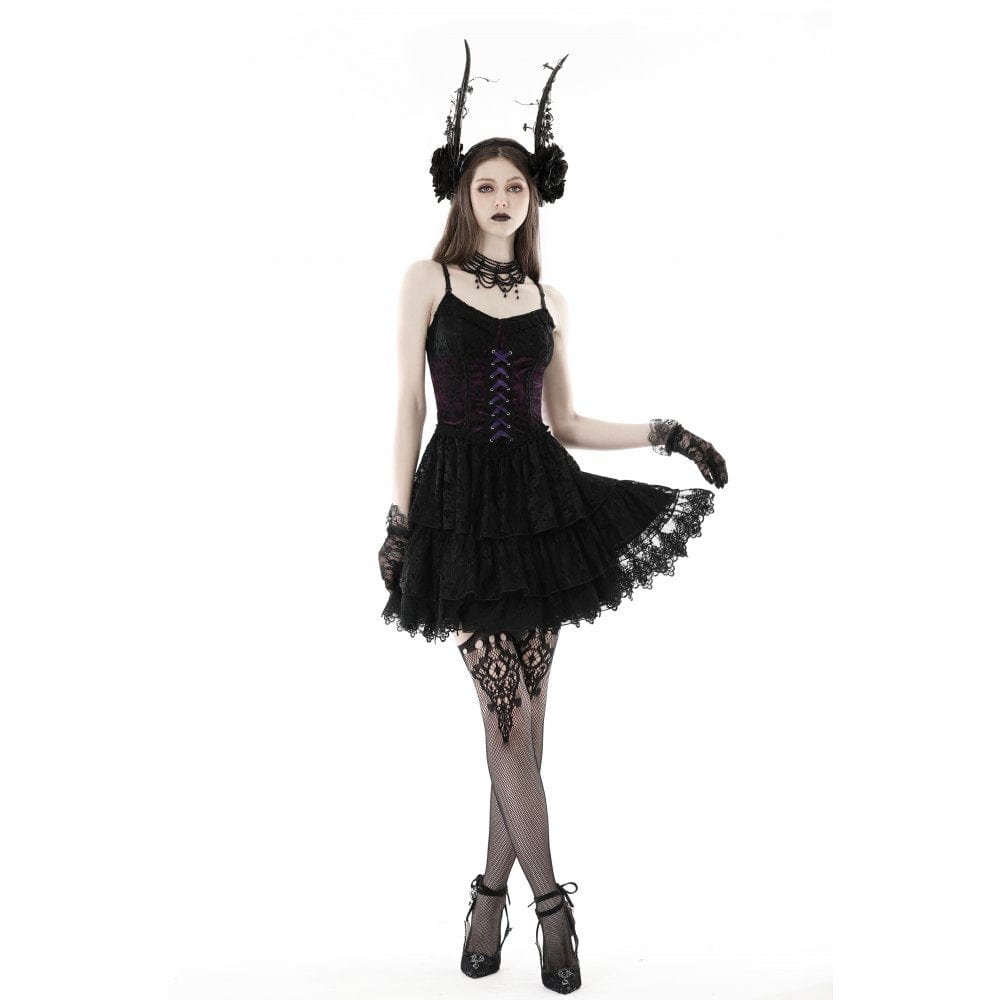 Women's Gothic Layered Lace Slip Dress