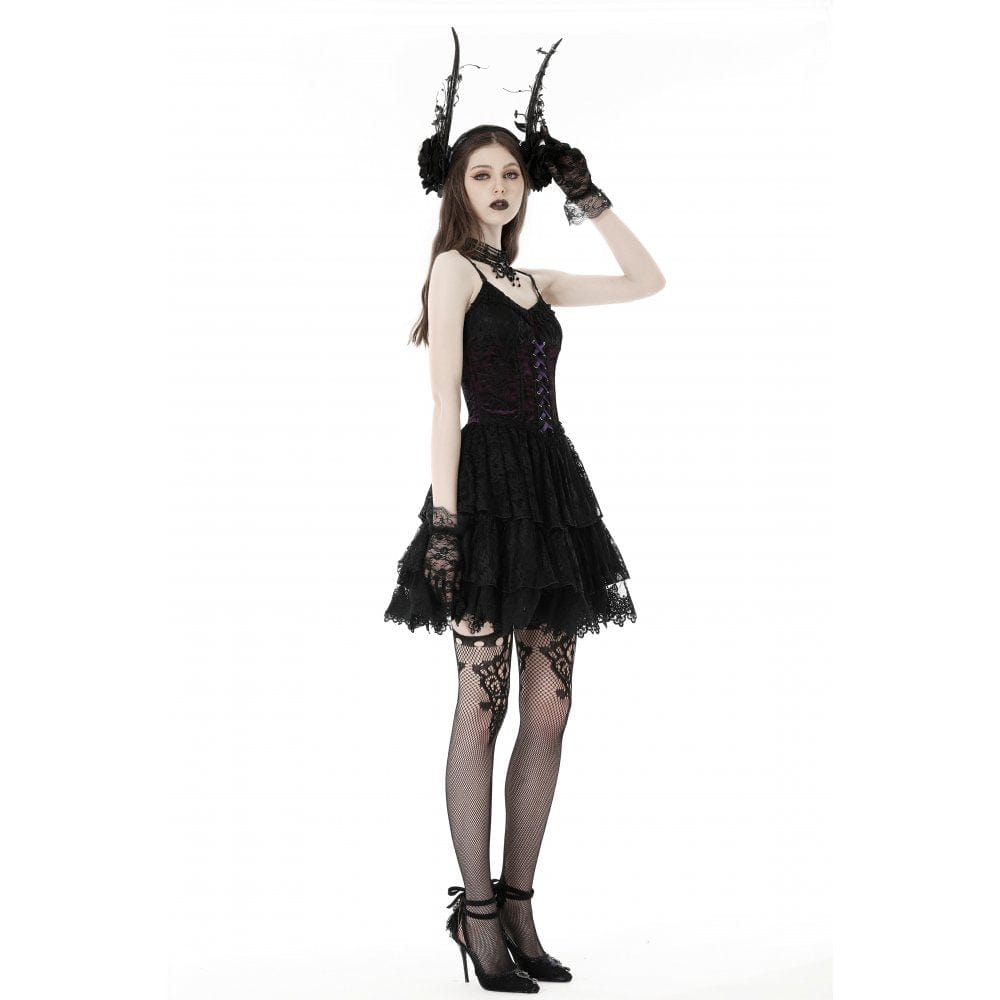 Women's Gothic Layered Lace Slip Dress