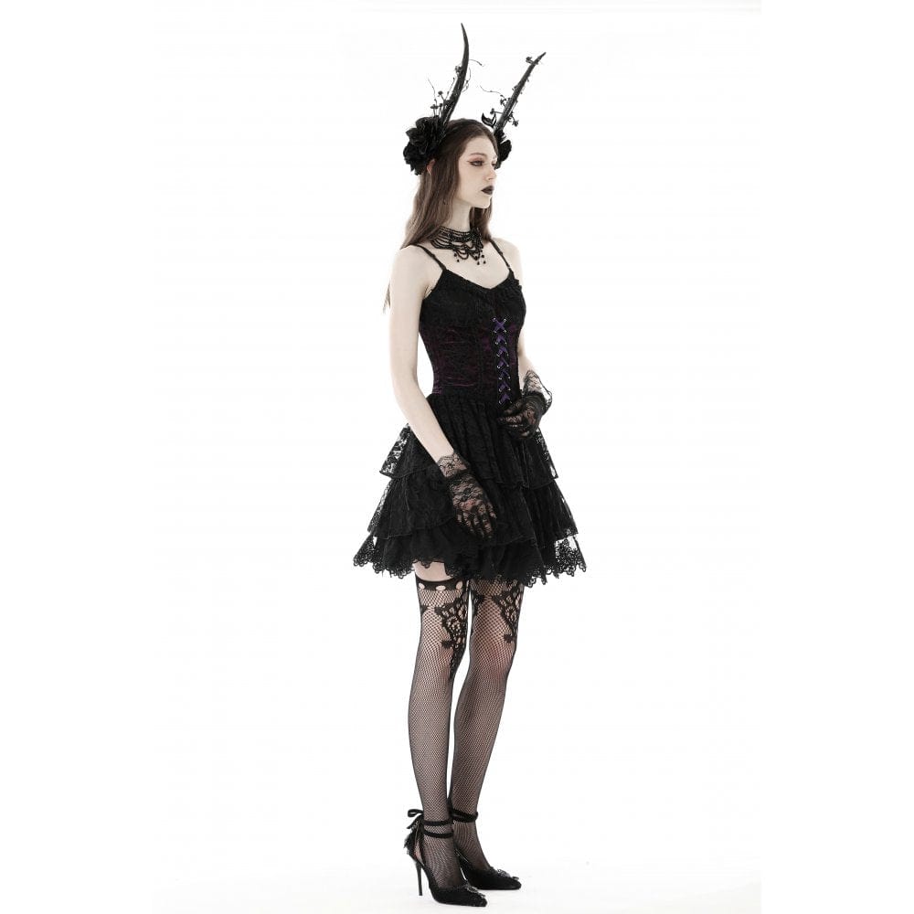 Women's Gothic Layered Lace Slip Dress