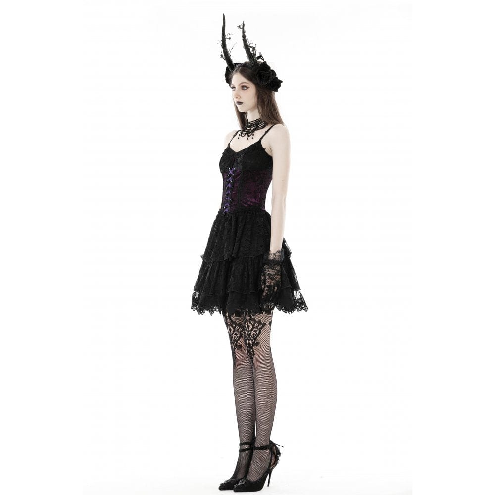 Women's Gothic Layered Lace Slip Dress