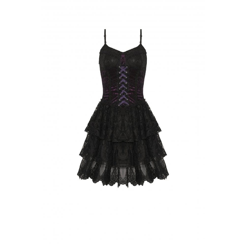 Women's Gothic Layered Lace Slip Dress