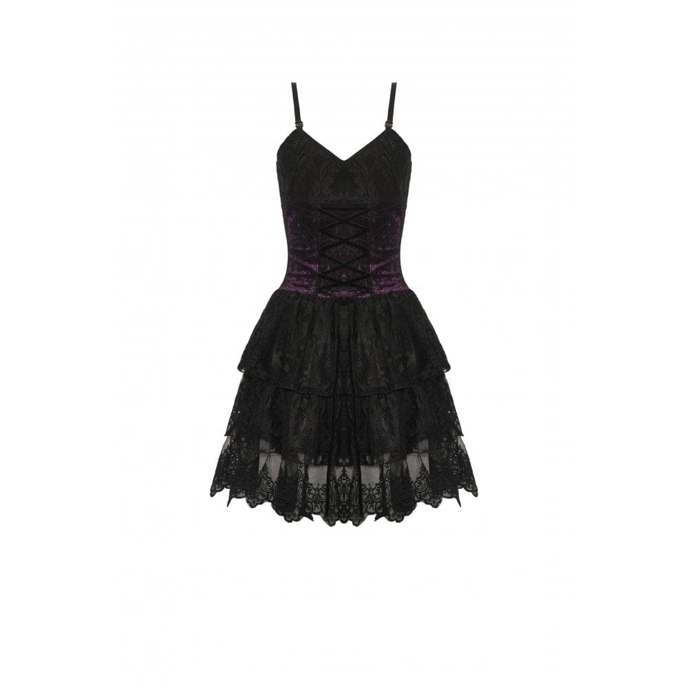 Women's Gothic Layered Lace Slip Dress