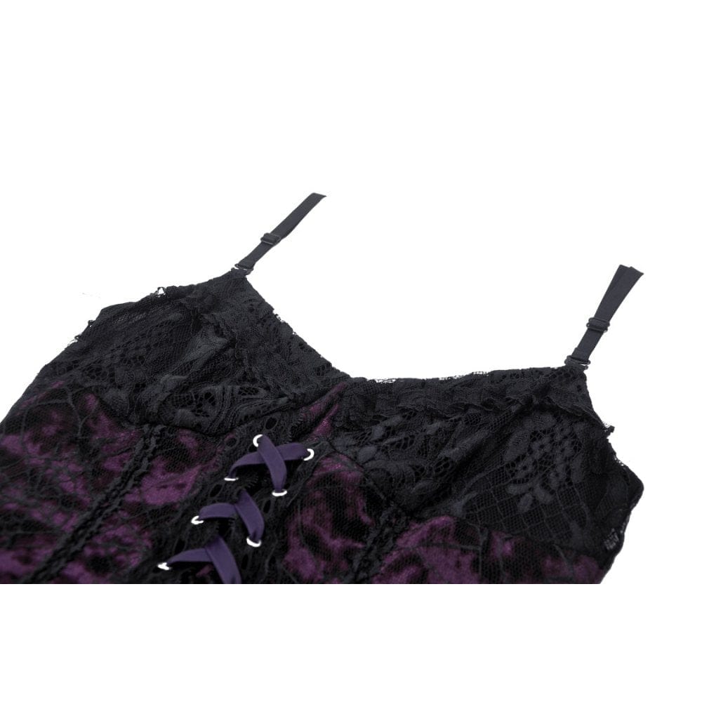 Women's Gothic Layered Lace Slip Dress