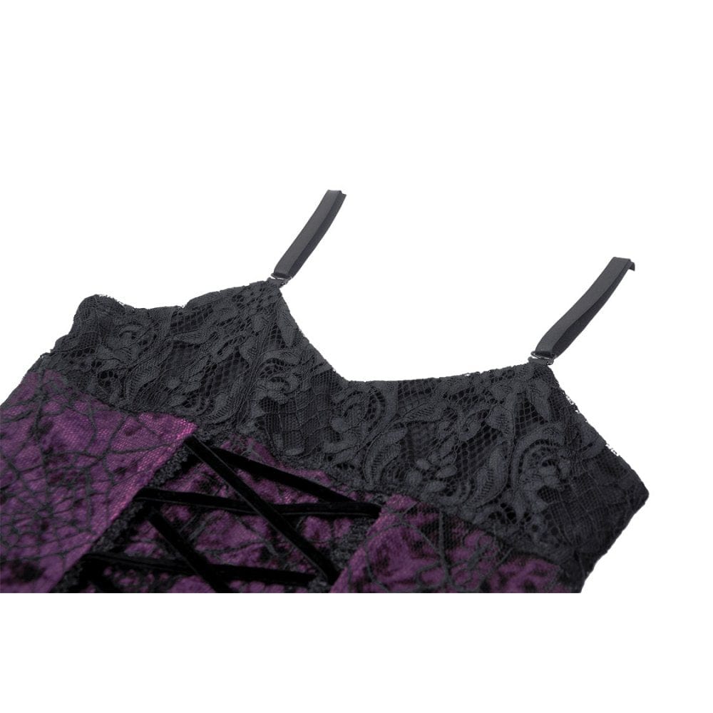 Women's Gothic Layered Lace Slip Dress