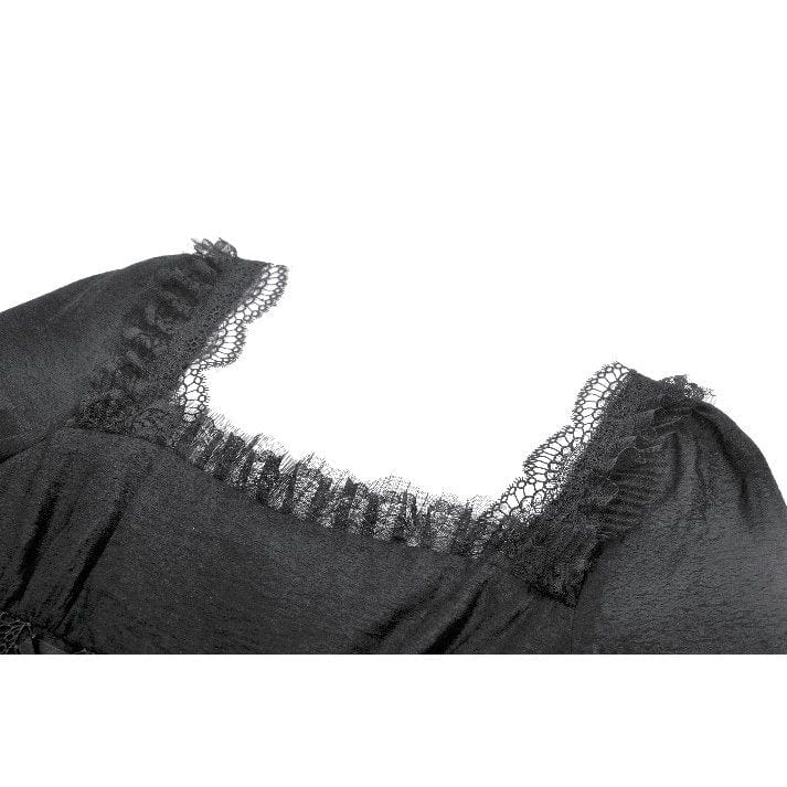 Women's Gothic Layered Lace-up Square-cut Collar Dress