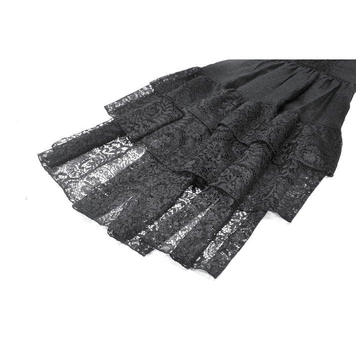 Women's Gothic Layered Lace-up Square-cut Collar Dress