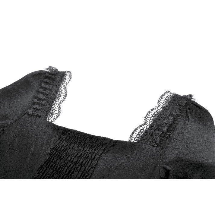Women's Gothic Layered Lace-up Square-cut Collar Dress